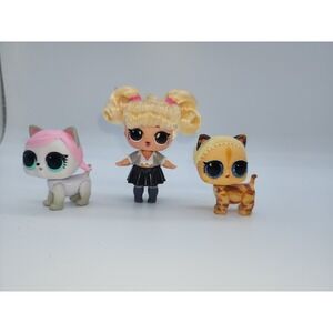 LOL Surprise Doll DJ with Pets White Kitty and Glitter Leopard Cat Lot of 3
